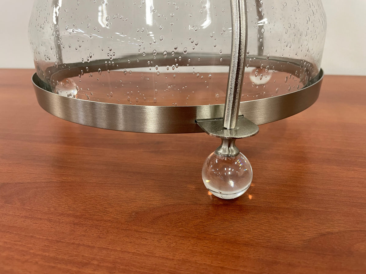 Conical Bubble Glass Pendant in Brushed Nickel