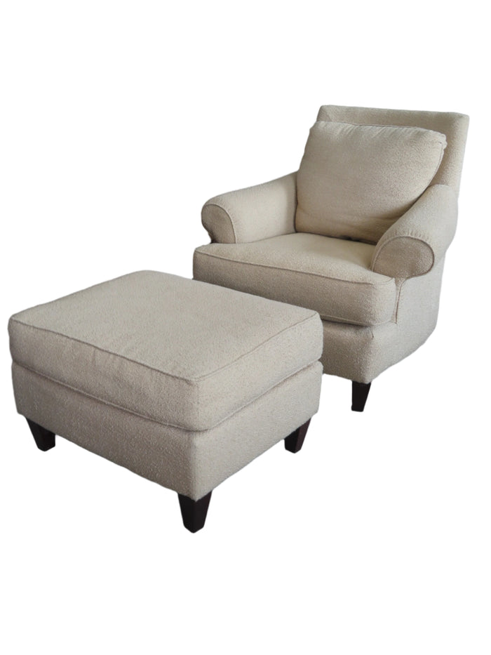 Beige Armchair and Ottoman