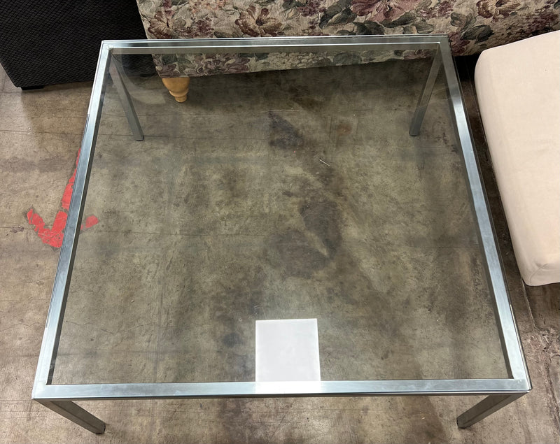 Small Chrome Coffee Table w/ Glass Top