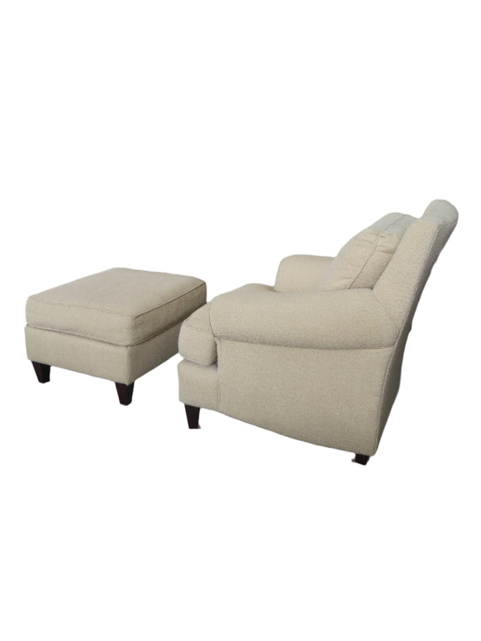 Beige Armchair and Ottoman