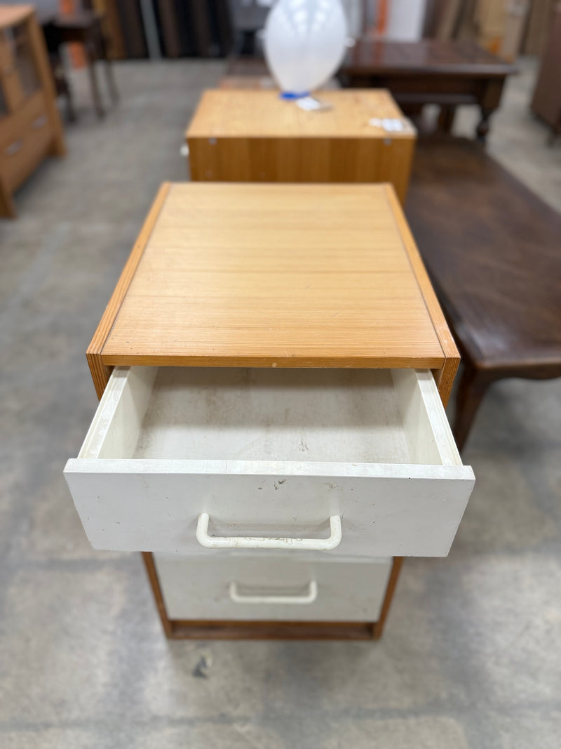 Small Light Wood and White Office Filing Cabinet