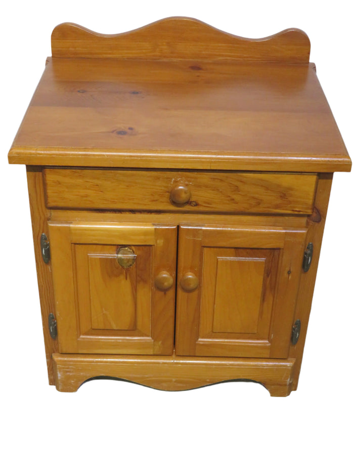 Pine End Table with Drawer and Cabinet