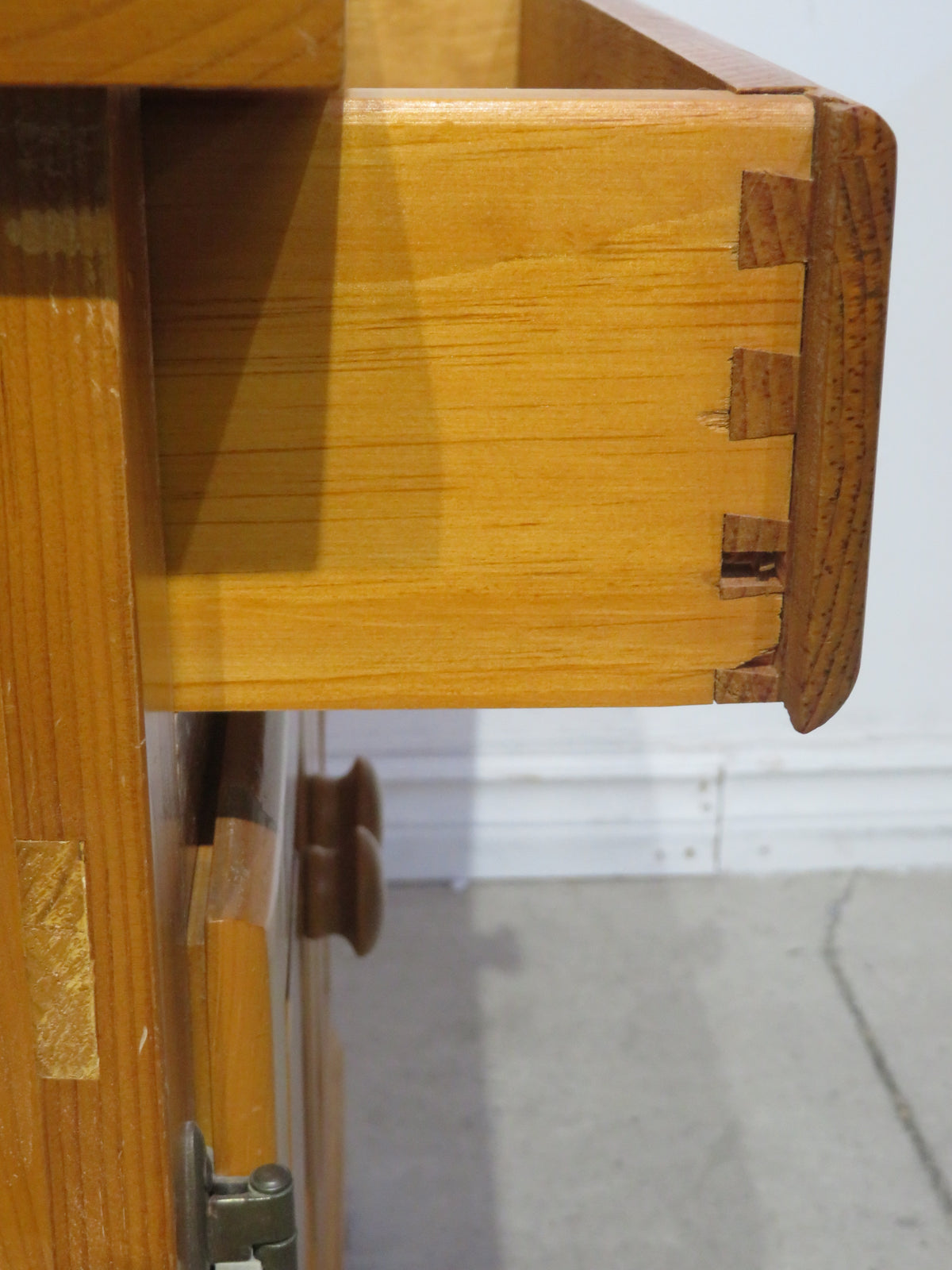 Pine End Table with Drawer and Cabinet