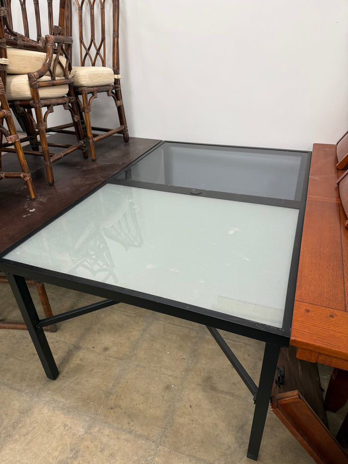 Modern Black and Frosted Glass Patio Table