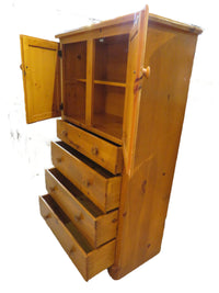 Pine Armoire with 4 Drawers and 2 Doors