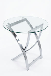 Modern Round Glass-top End Table with Chrome Base