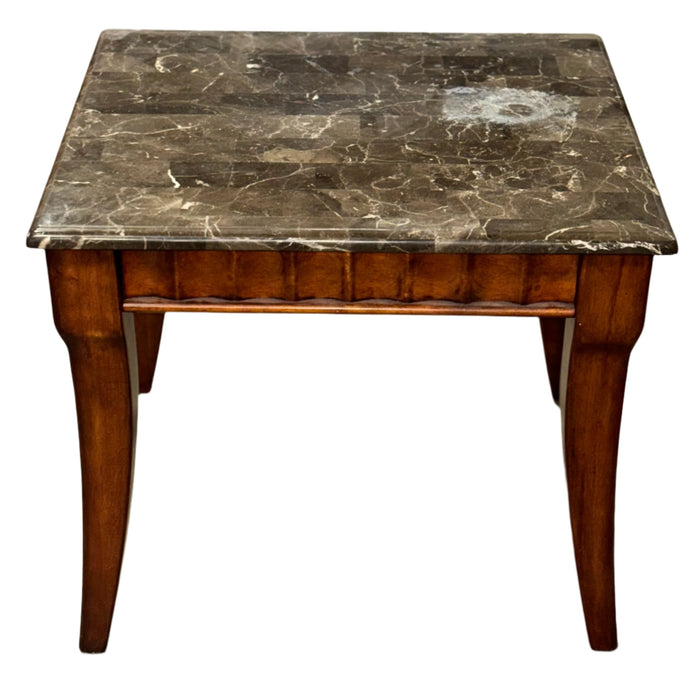 Elegant Side Table in Wooden Frame with Marble Top, 28-Inch Wide