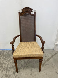 Carved Wooden Dining Chairs with Gold Fabric Seat (set of 5)