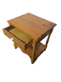 Pine End Table with Drawer and Shelf