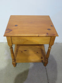 Pine End Table with Drawer and Shelf