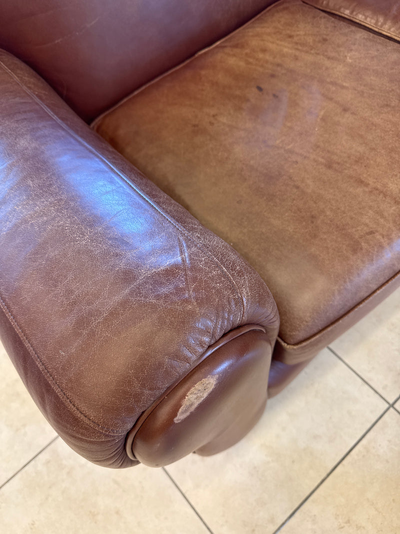 Thomasville Brown Leather Loveseat