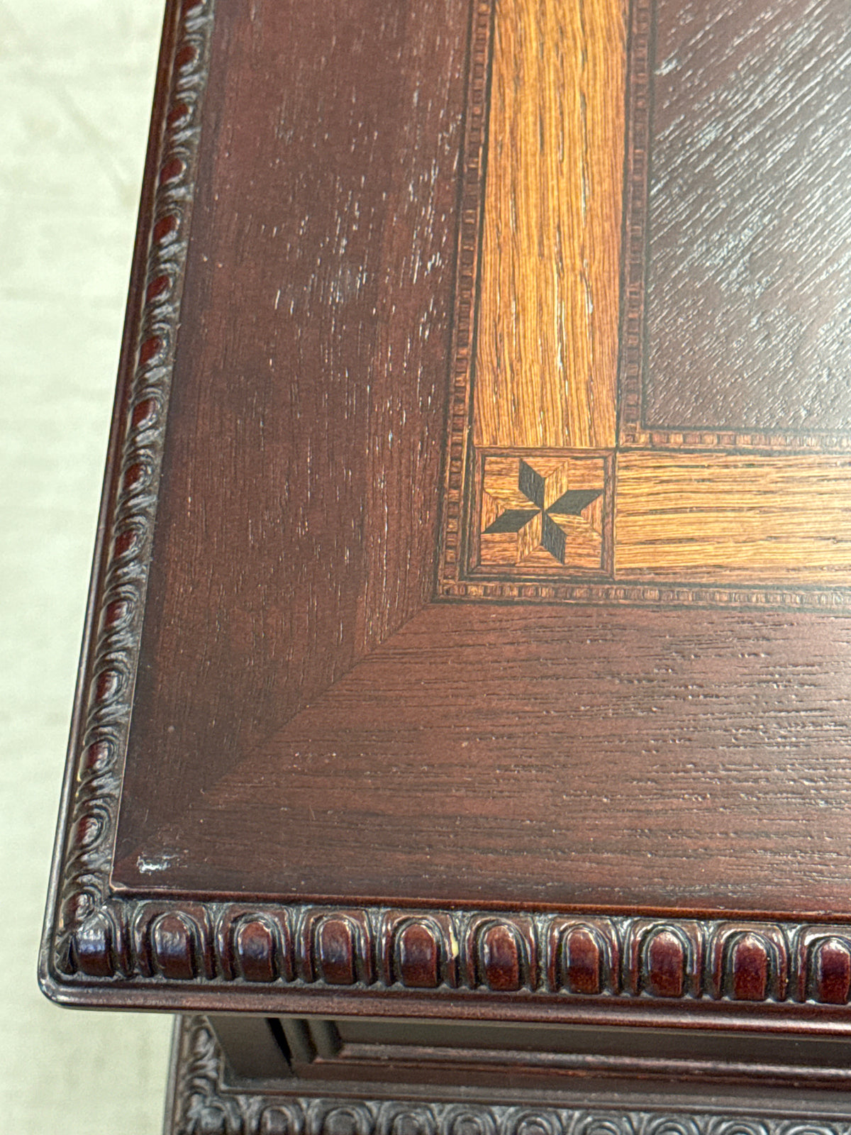 65 In. Wide Traditional Mahogany-Finish Richmond Executive Writing Desk with Glass Top by The Bombay Company