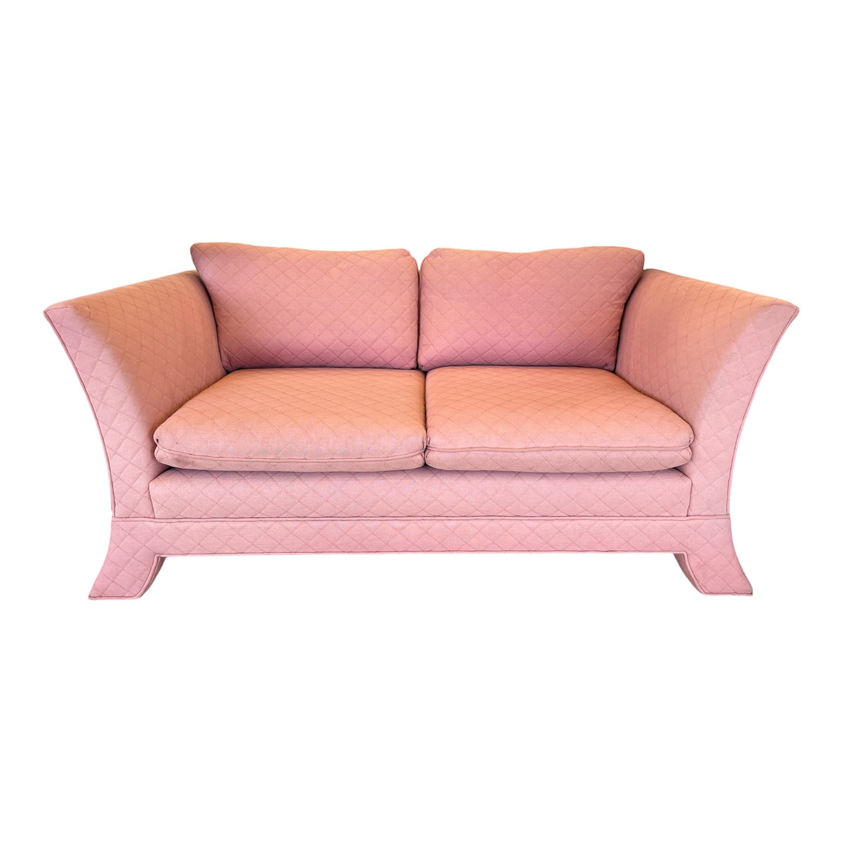 Pink Diamond-Quilted Traditional Loveseat