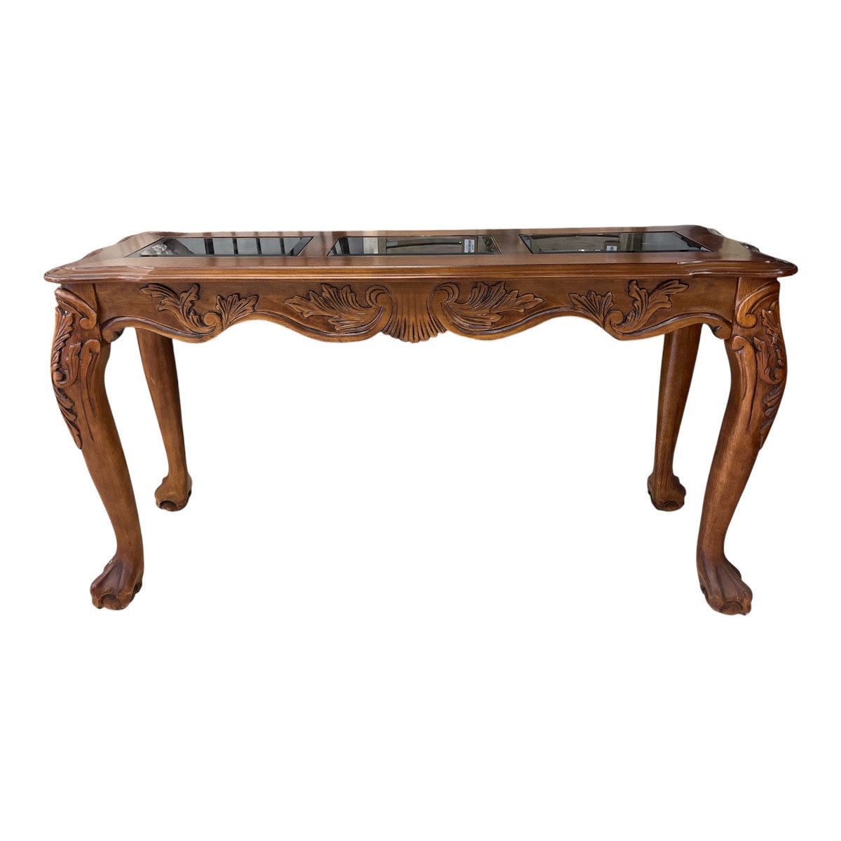 Chippendale Console Table w/ Glass Top