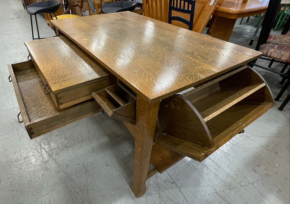Versatile Banker's Desk in Oak