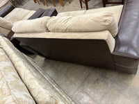 Beige Loveseat with Faux Leather Base