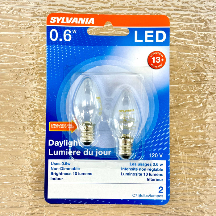 2-Pack Sylvania LED C7 Blunt Tip Accent Light Bulb, E12, 6W, 120V, 6500K, 78563-4