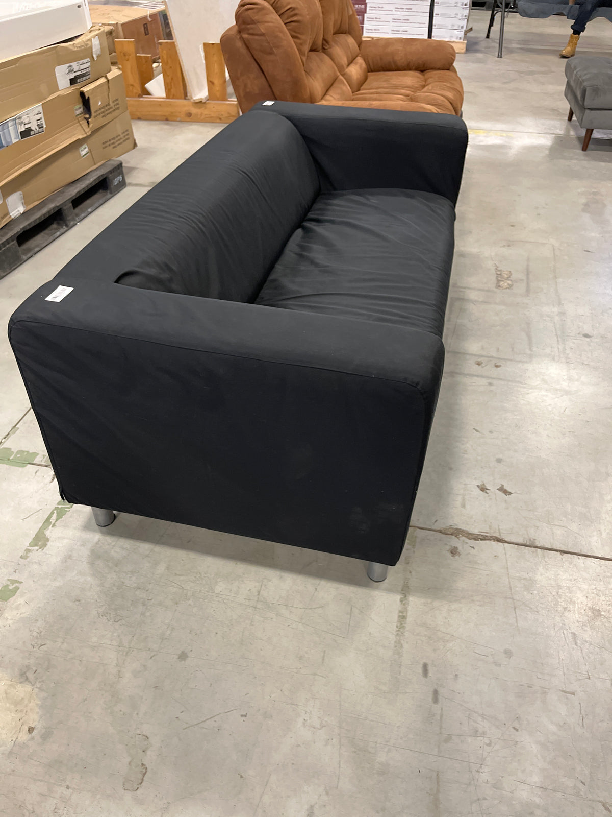 72"W Black Fabric Sofa
