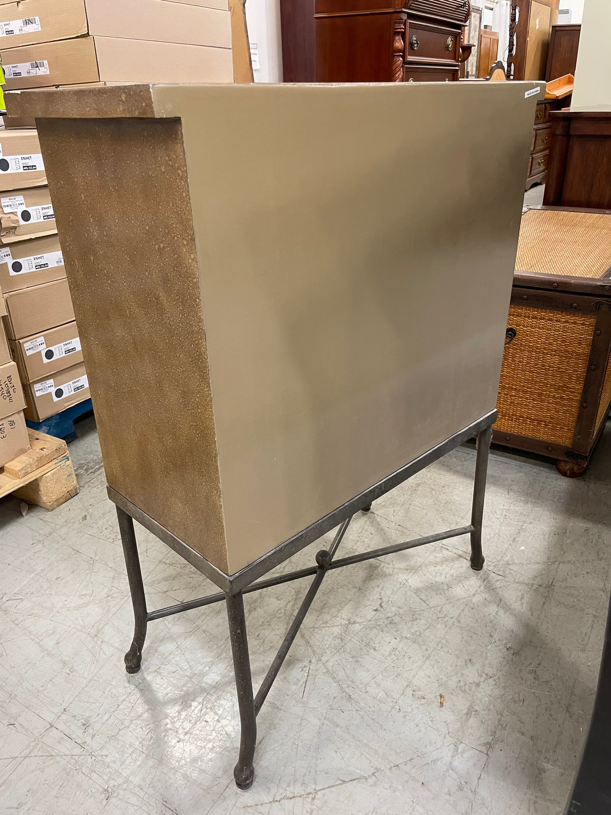 Tile-look Console Table in Gold, Browns and Tans