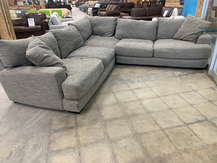 XL Grey Sectional With Wooden Legs