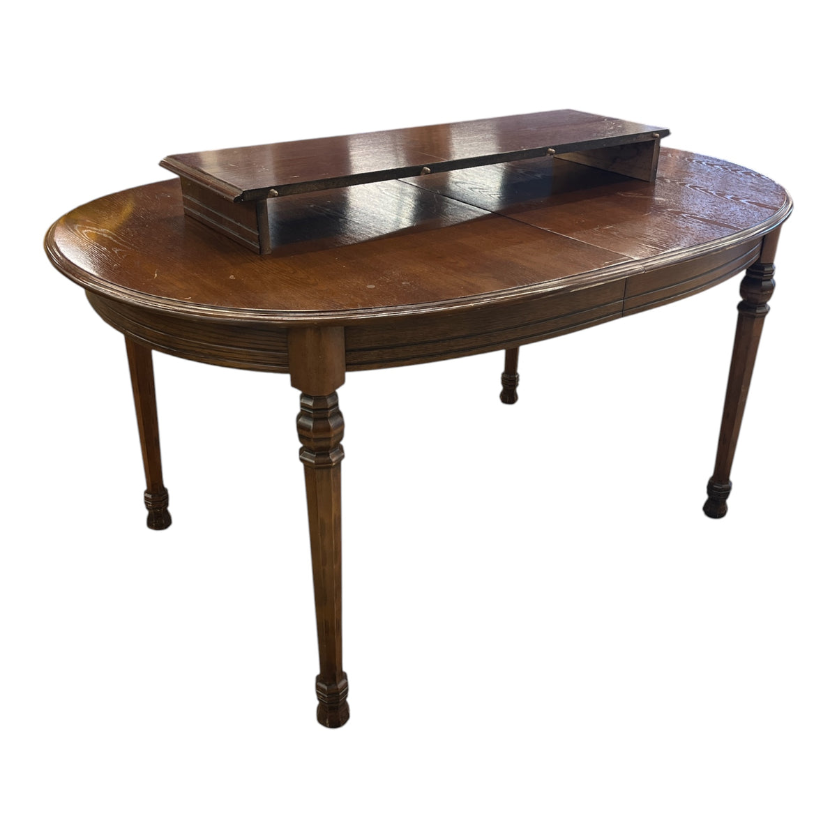 Carved Oak Dining Set w/ 6 Upholstered Chairs