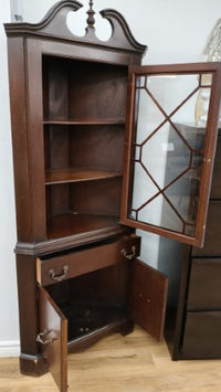 Espresso Wooden Corner Display Cabinet
