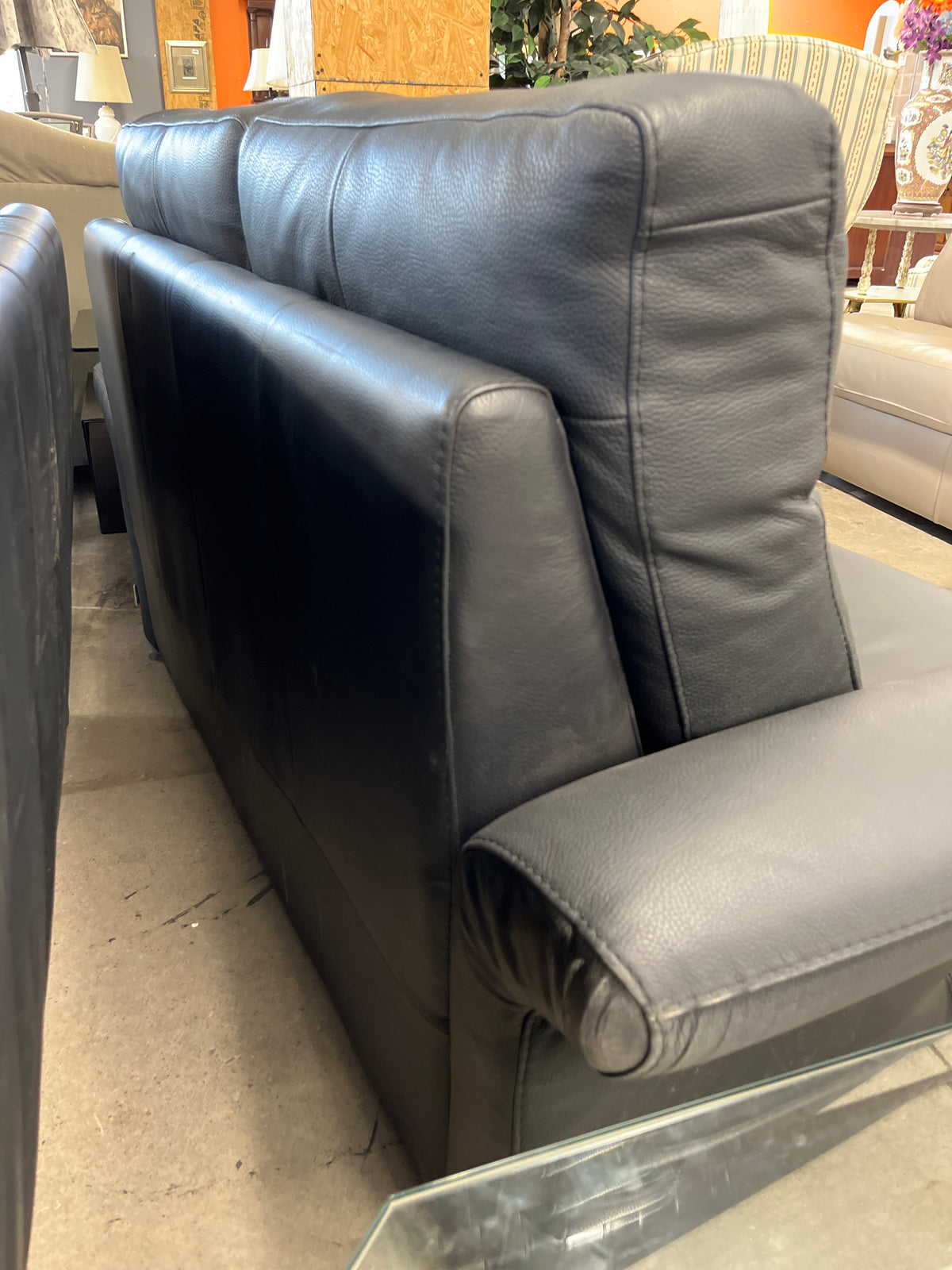 63 inch Black Leather Loveseat Sofa*