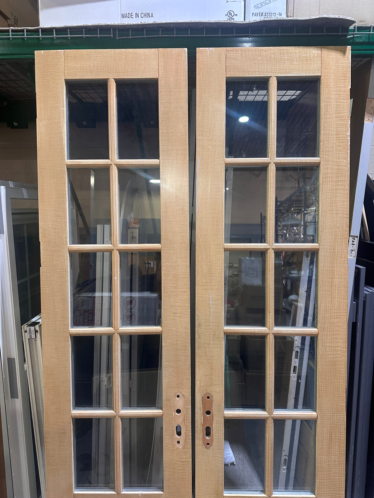Set Of Two Beige French Doors 92 1/4”H x 24”W