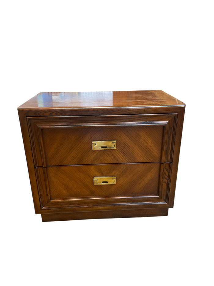 Solid Wood 2-Drawer Nightstand