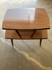 26 In. Wide Vintage Mid-Century Modern 2-Tier Step End Table