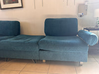 Turquoise Modular Loveseat With two Ottomans