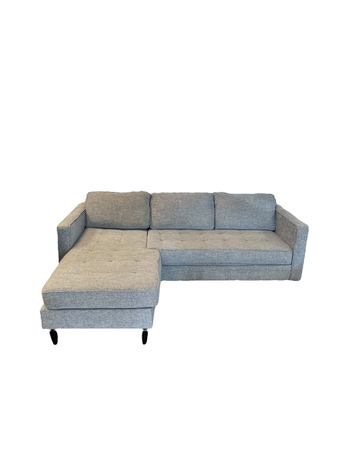 L-Shaped Grey Upholstered Sectional