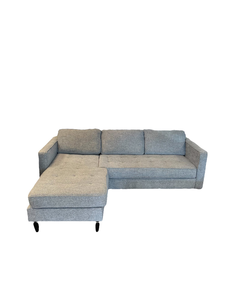 L-Shaped Grey Upholstered Sectional