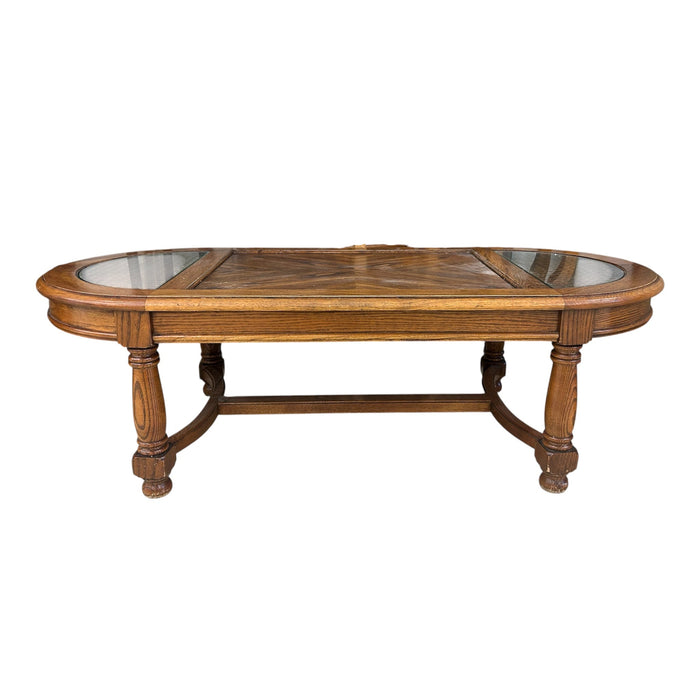 Oval Cane Mesh & Glass Top Coffee Table