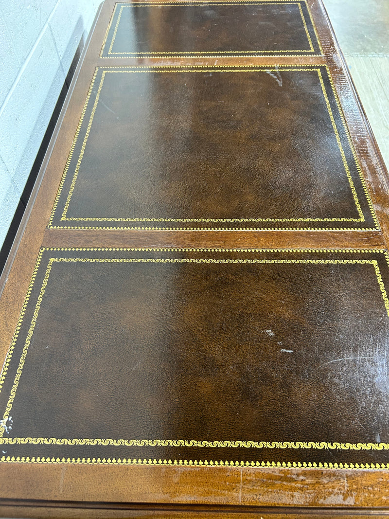 Eleo Desk with Embossed Brown Leather