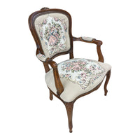 Vintage French Provincial-Inspired Tapestry Upholstered Accent Chair