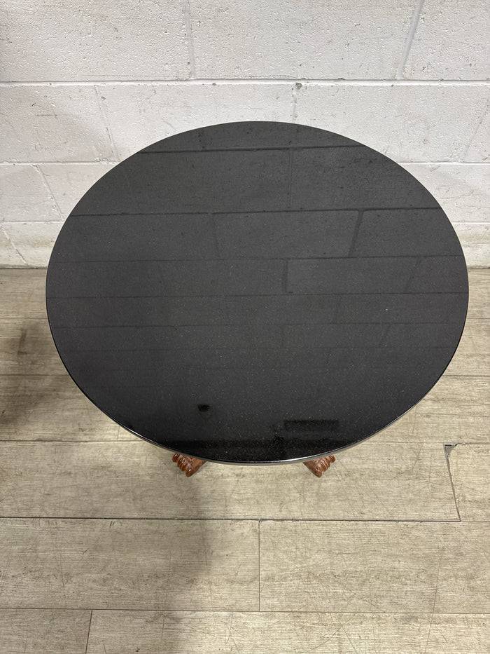Decca Black Granite-top  Round End Table