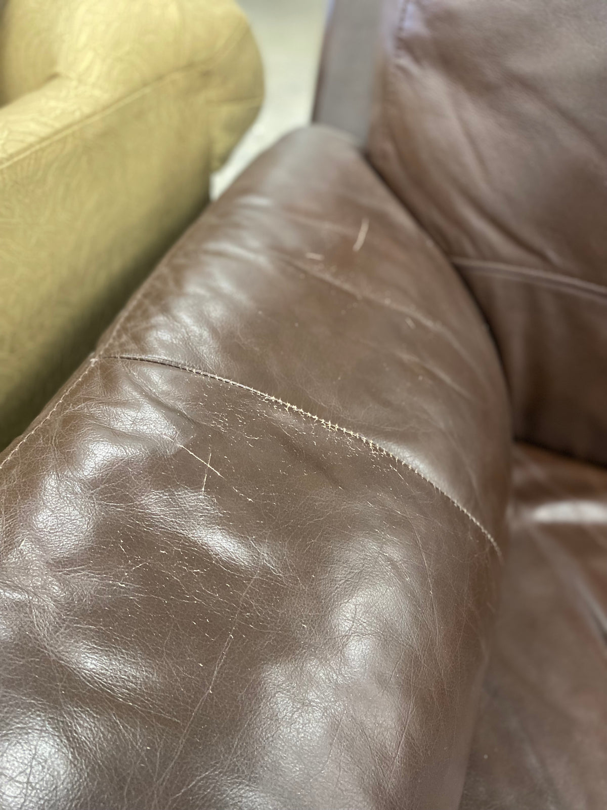 Chocolate Brown Leather Loveseat