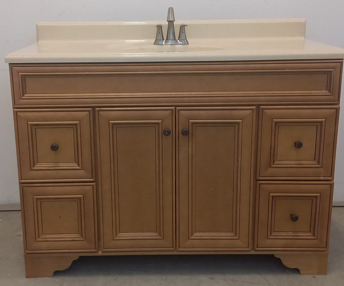 48-in Golden Bathroom Vanity Base Cabinet with Top