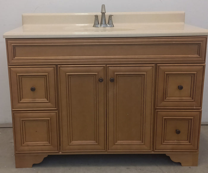 48-in Golden Bathroom Vanity Base Cabinet with Top
