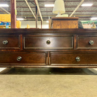 52x28-inch Spacious Dark Wood 5-Drawer Coffee Table
