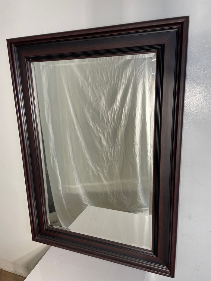 Beveled Dark Wood Frame Mirror