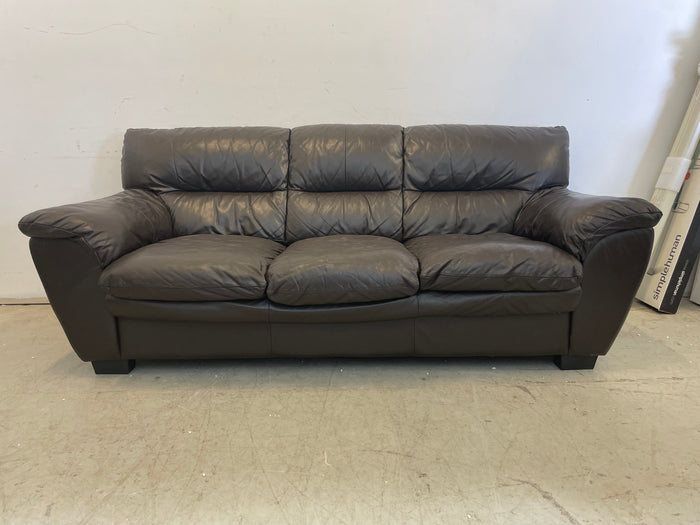 Dark Brown Leather 3-seat Sofa