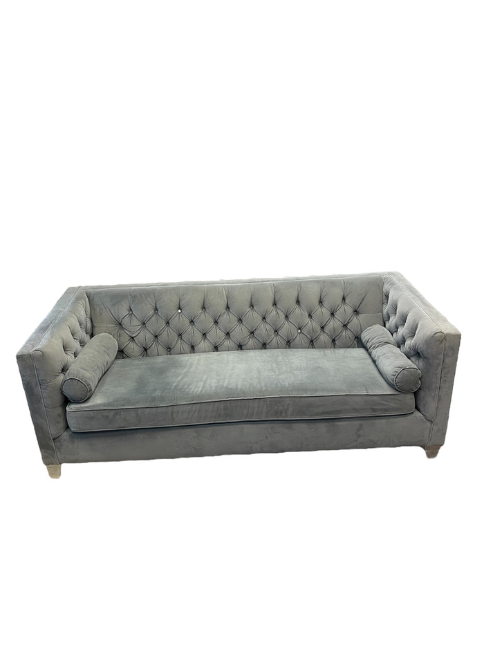 Velvet 3-Seater Sofa with Metal Legs