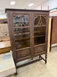 Antique Dark Wooden China Cabinet