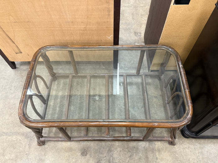 Boho Styled Glass Top Coffee Table