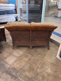 Brown Rattan and Wicker Loveseat