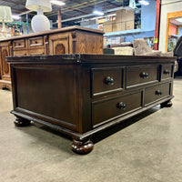52x28-inch Spacious Dark Wood 5-Drawer Coffee Table