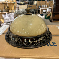 Traditional Dome Ceiling Light 12.75in. Dia. – Frosted Glass & Ornate Metal Base