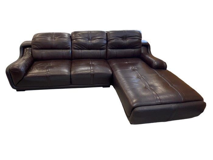 Brown Leather Chaise Sectional